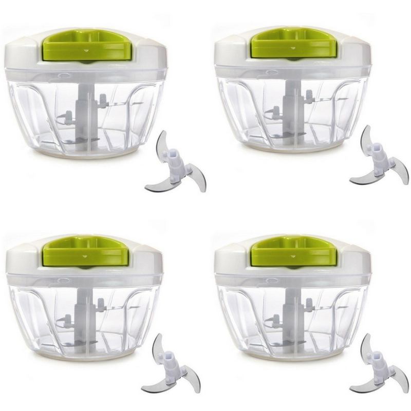 Kit 4 Mini Processador Manual De Alimentos 3 Lâminas C/ Nf