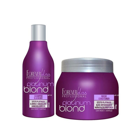 Kit Forever Liss Platinum Blond Matizador Shampoo e  Máscara 250g