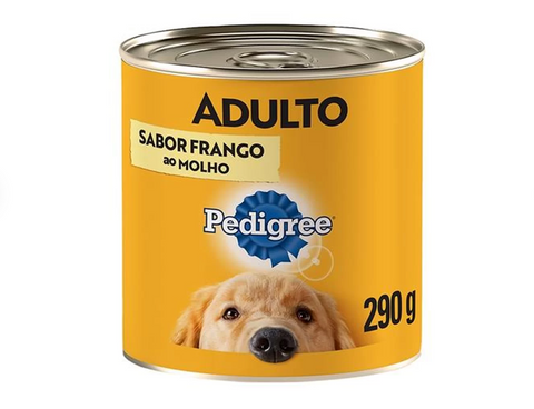 Alimento Úmido Para Cães Ração Pedigree Lata Adulto Pedaços de Frango 290g