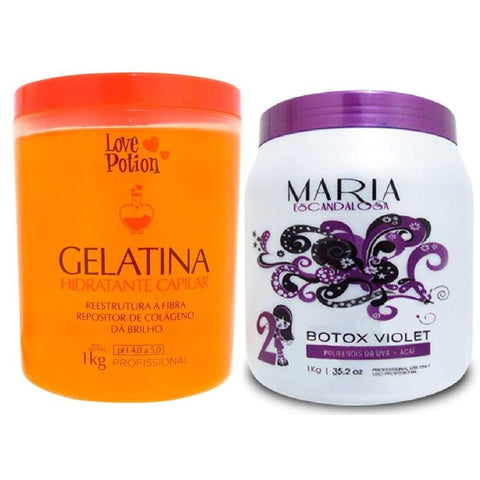 Love Potion Gelatina Capilar 1kg + Botox Violet Maria 1kg
