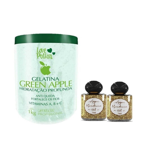 Gelatina Capilar Green Apple Love Potion 1kg + 02 Óleo 7ml