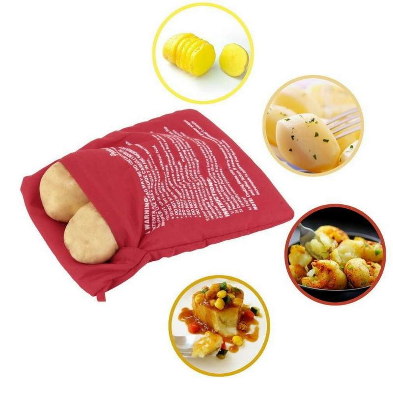 Kit 4 Saco Para Assar  Cozinhar  Batata Microondas 4 Batatas