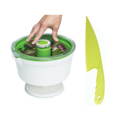 Kit Secadora Salada De Pressão + Faca Para Vegetais Saladas