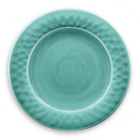 Kit 4 Prato De Jantar Melamina Craquelado Turquesa 27cm