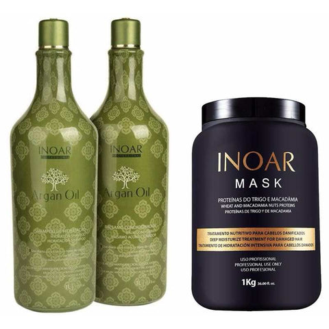 Kit Inoar Argan Oil Hidratação 2x1 Litro + Inoar Mask 1kg