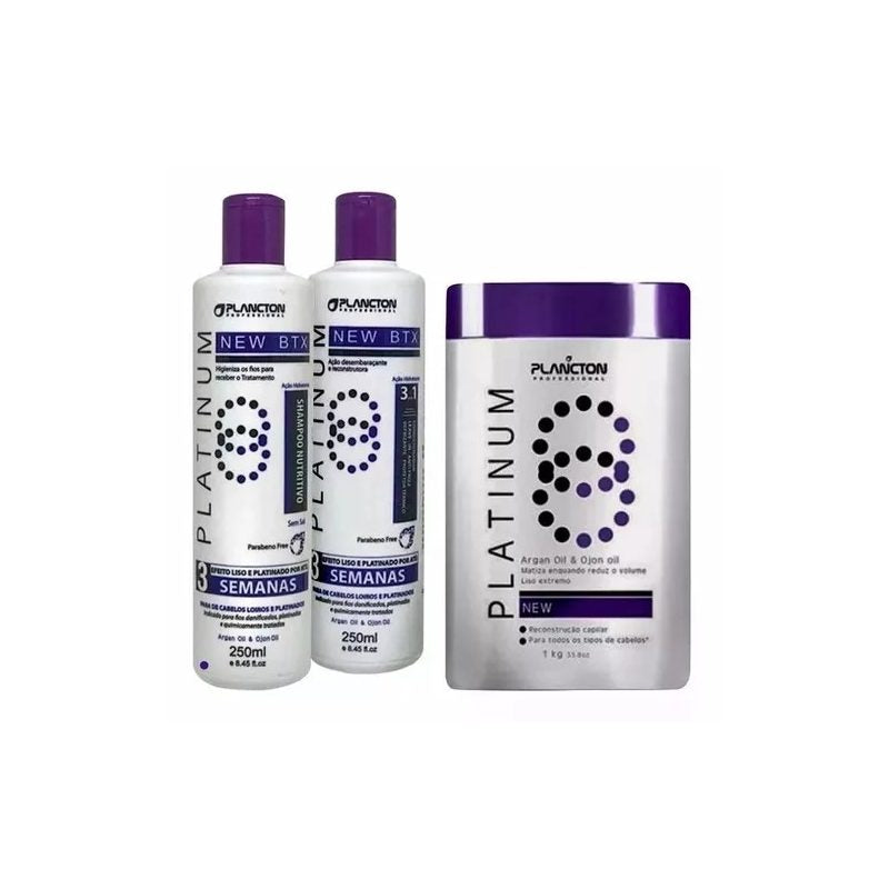 Kit New Platinum Plancton Shampoo, Condicionador E Botox 1kg