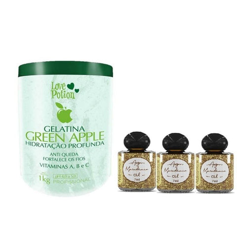 Gelatina Capilar Green Apple Love Potion 1kg + 3 Óleos