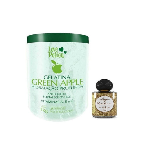 Gelatina Capilar Green Apple Love Potion 1kg + Óleo 7ml
