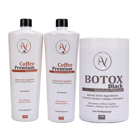 Tratamento Coffee Premium Hv Cosmetics 2x1l + Black Botox1kg