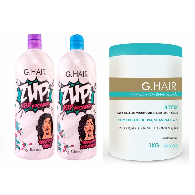 G Hair Escova Progressiva Zup 2x1 Litro + G Hair B-tox 1kg